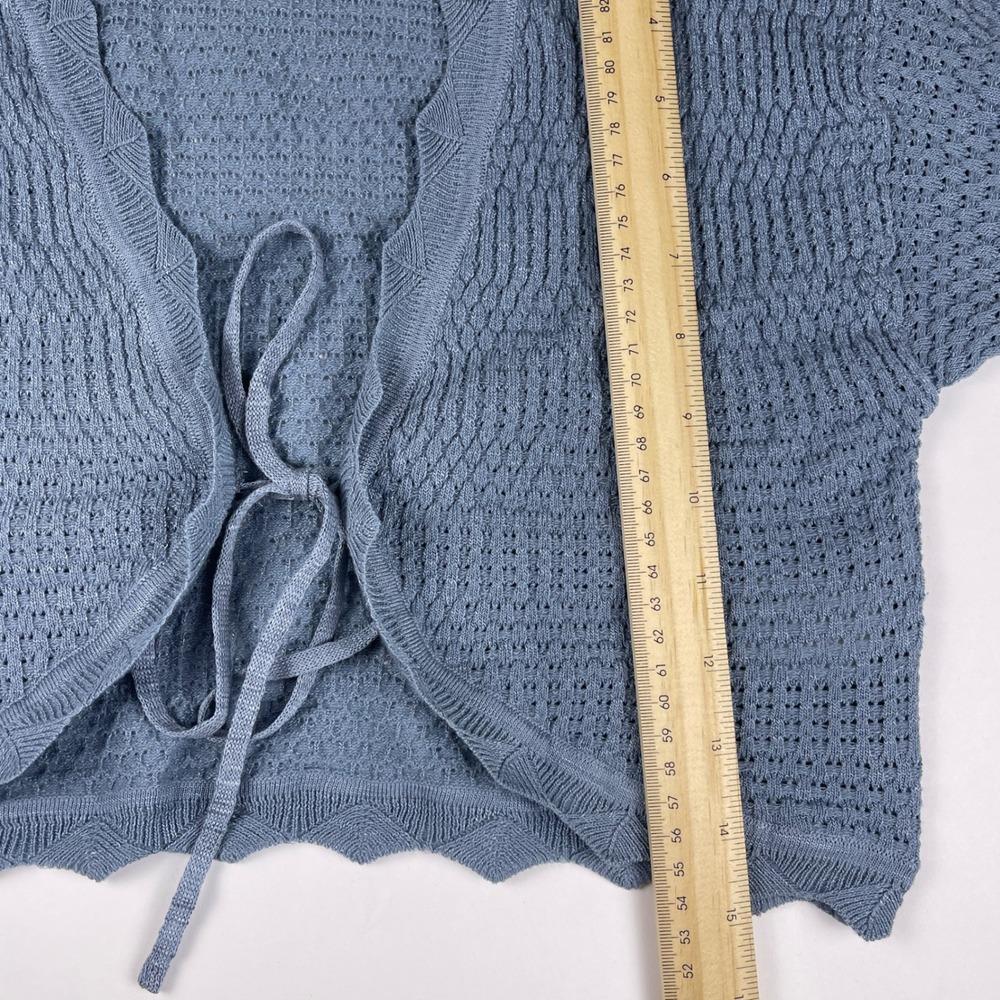 Grace Karin Bolero Women S Blue Coquette Cottagecore Tie Front Crochet Cardigan - Picture 7 of 7